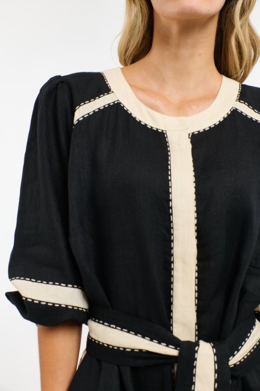 Carolyn Resort Dress - Black & Natural