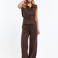 Perry Linen Vest - Chocolate