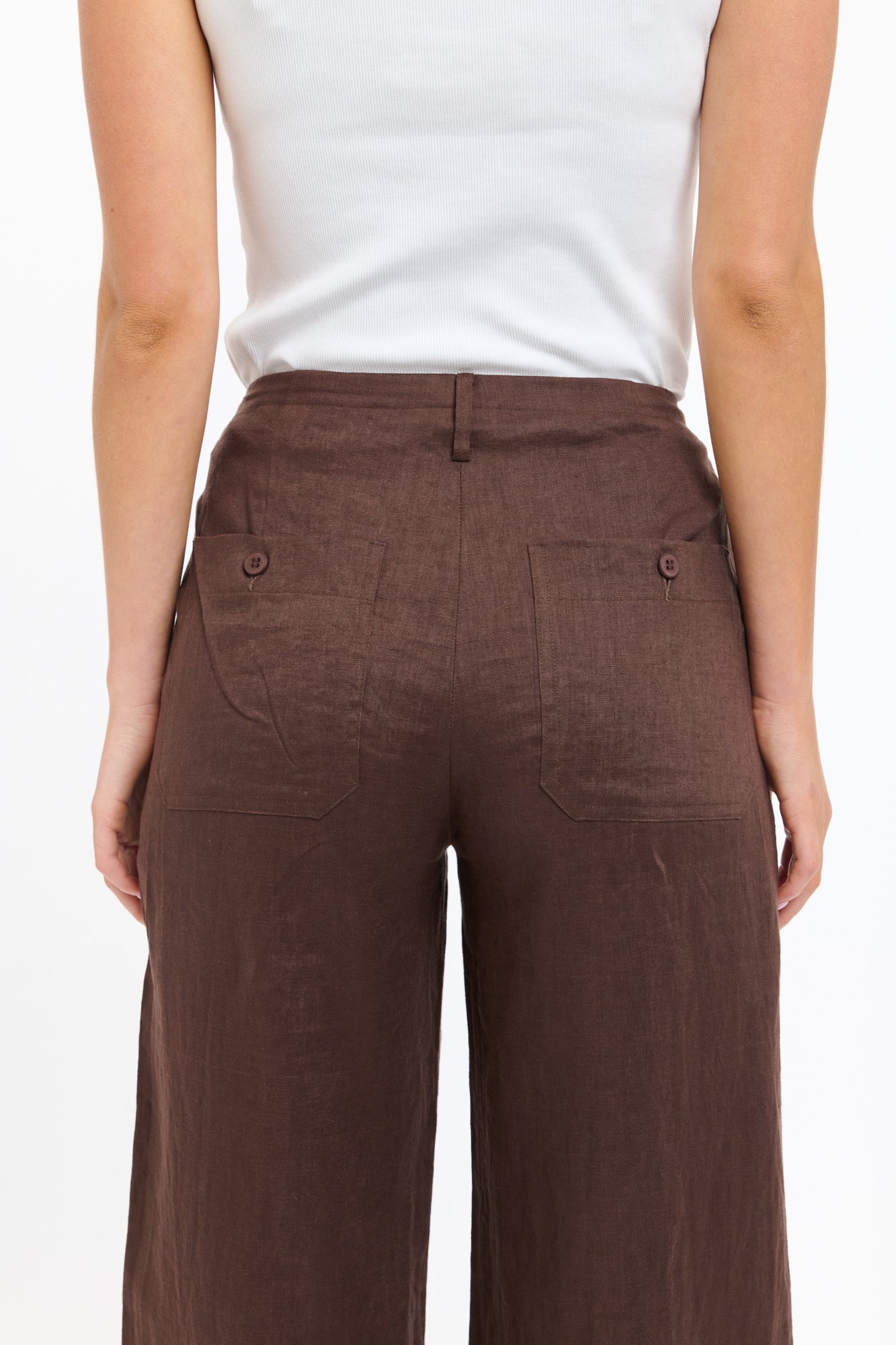 Perry Linen Drawcord Pant - Chocolate