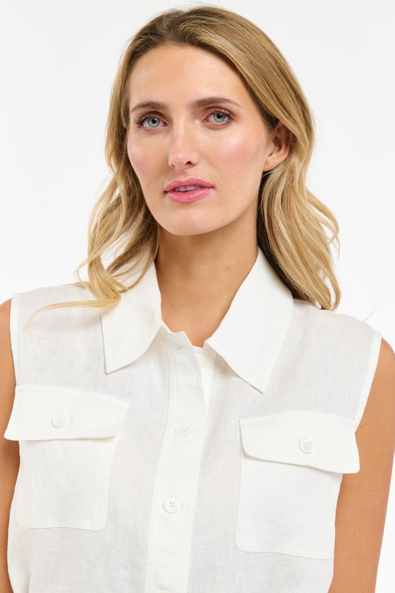 Perry Linen Vest - White