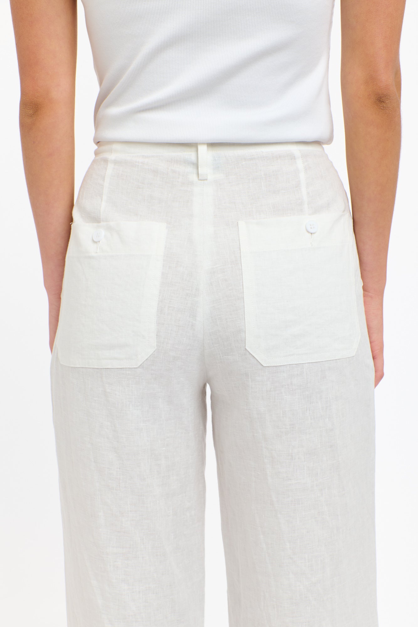 Perry Linen Drawcord Pant - White