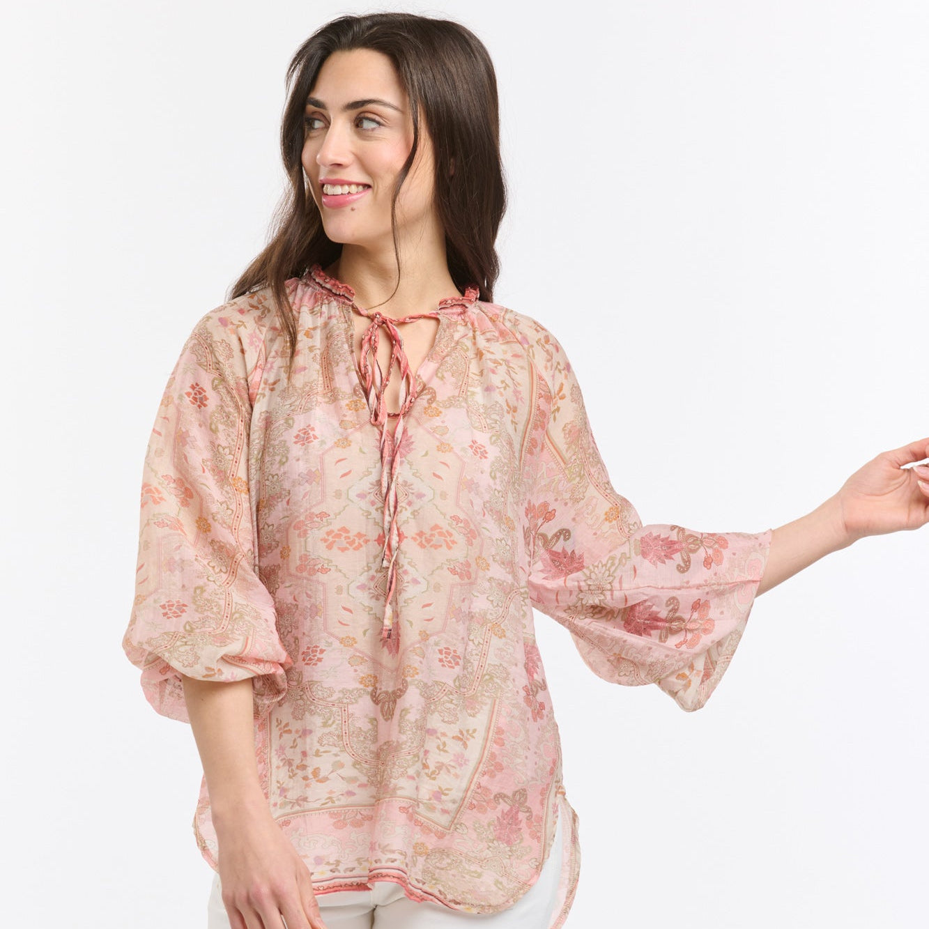 Emily Ruffle Collar Shirt - Rose