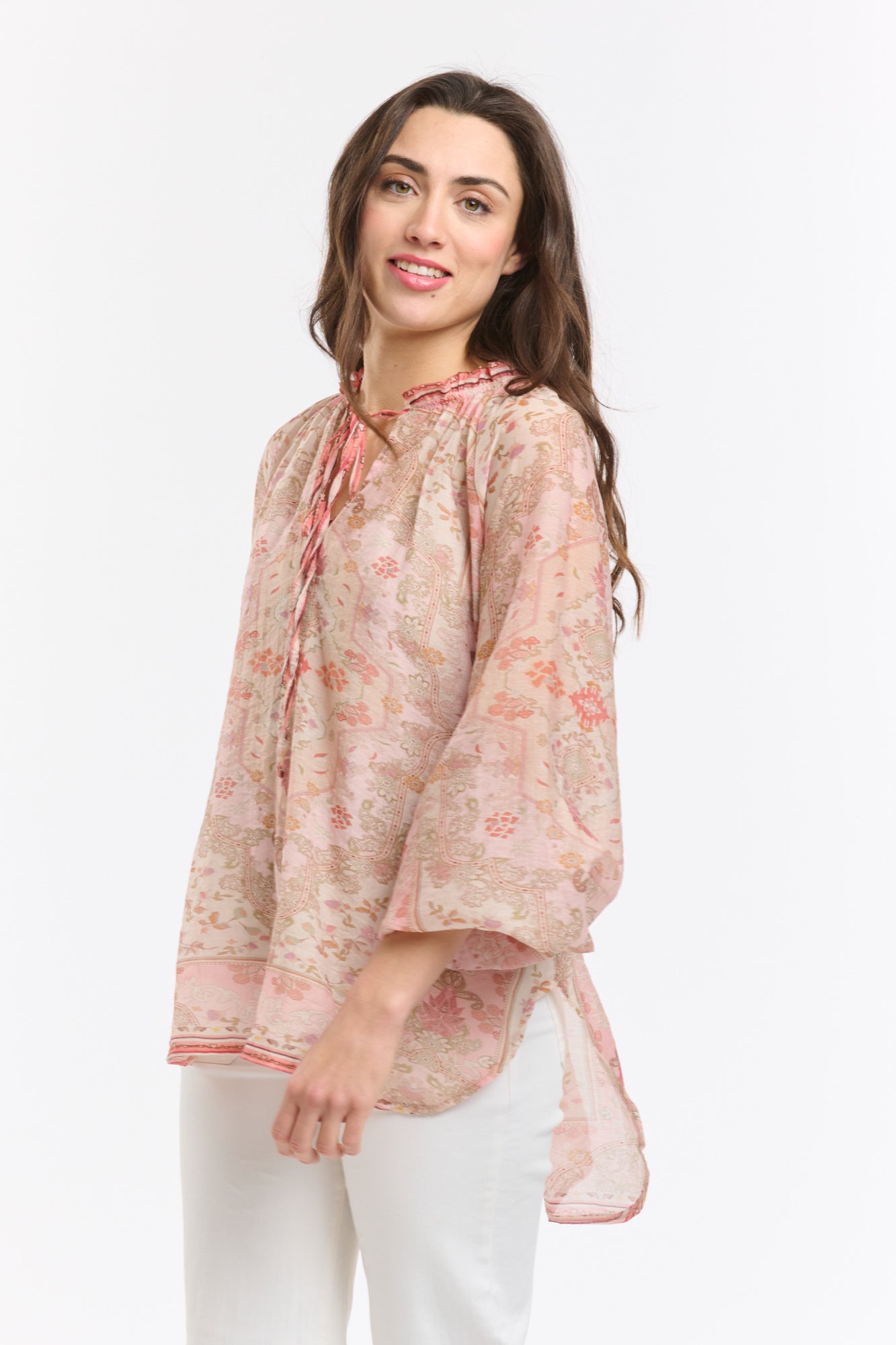 Emily Ruffle Collar Shirt - Rose