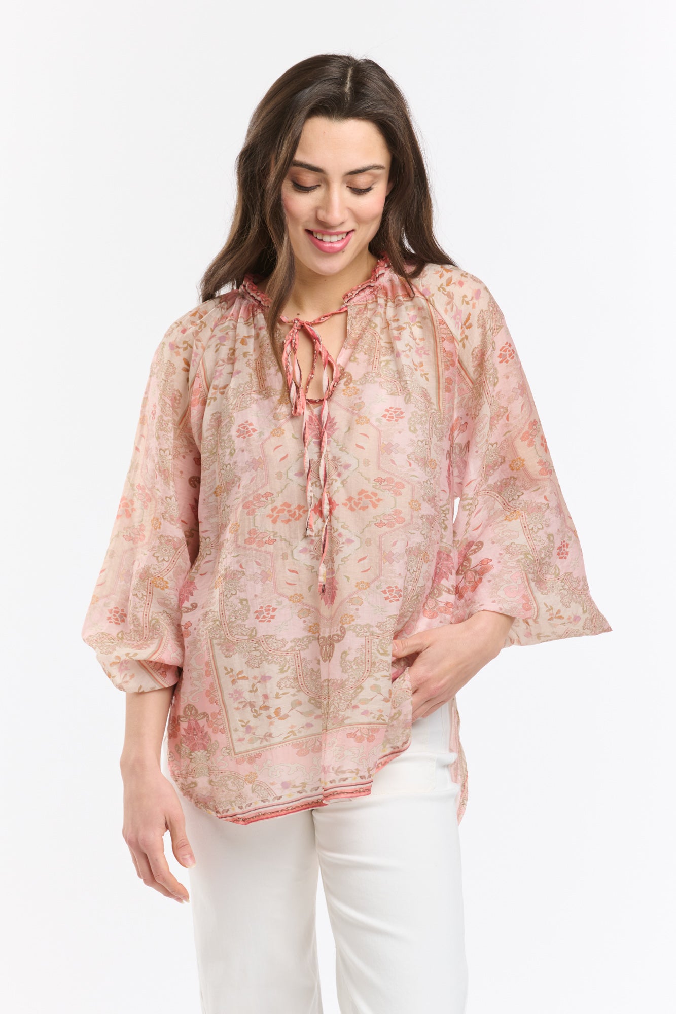 Emily Ruffle Collar Shirt - Rose