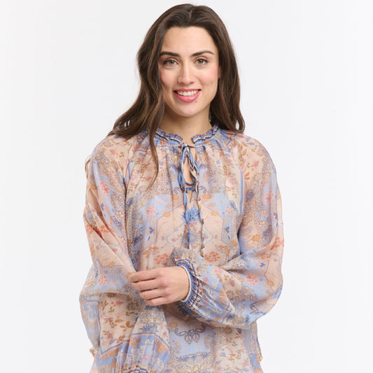 Emily Ruffle Collar Shirt - Azure