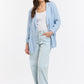 Ticking Slouch Jacket - Celeste