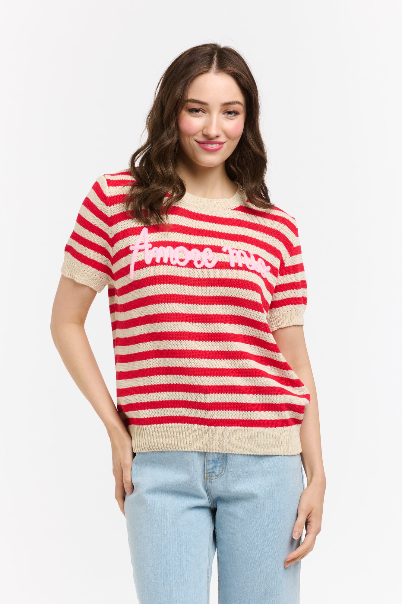 Amore Striped Sweater - Red