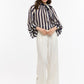 Kaye Striped Bow Neck Blouse - Blue
