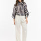 Kaye Striped Bow Neck Blouse - Blue