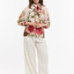 Tasha Flowers Bow Neck Shirt - Beige