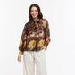 Tasha Flowers Bow Neck Shirt - Brown