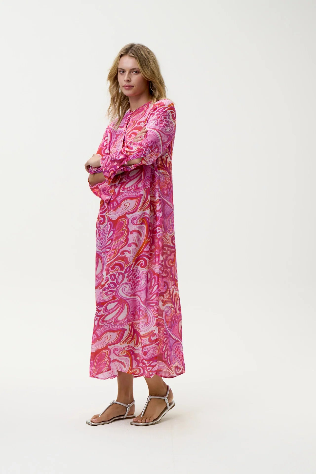 Long Genie Pink Swirl Dress