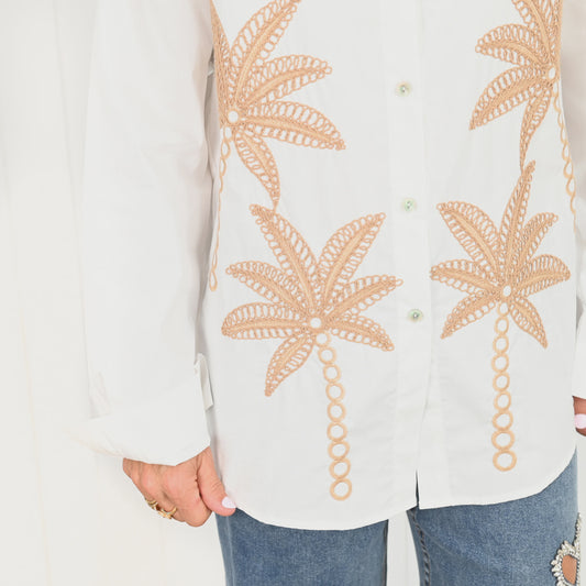 Hannah Beige Palm Shirt