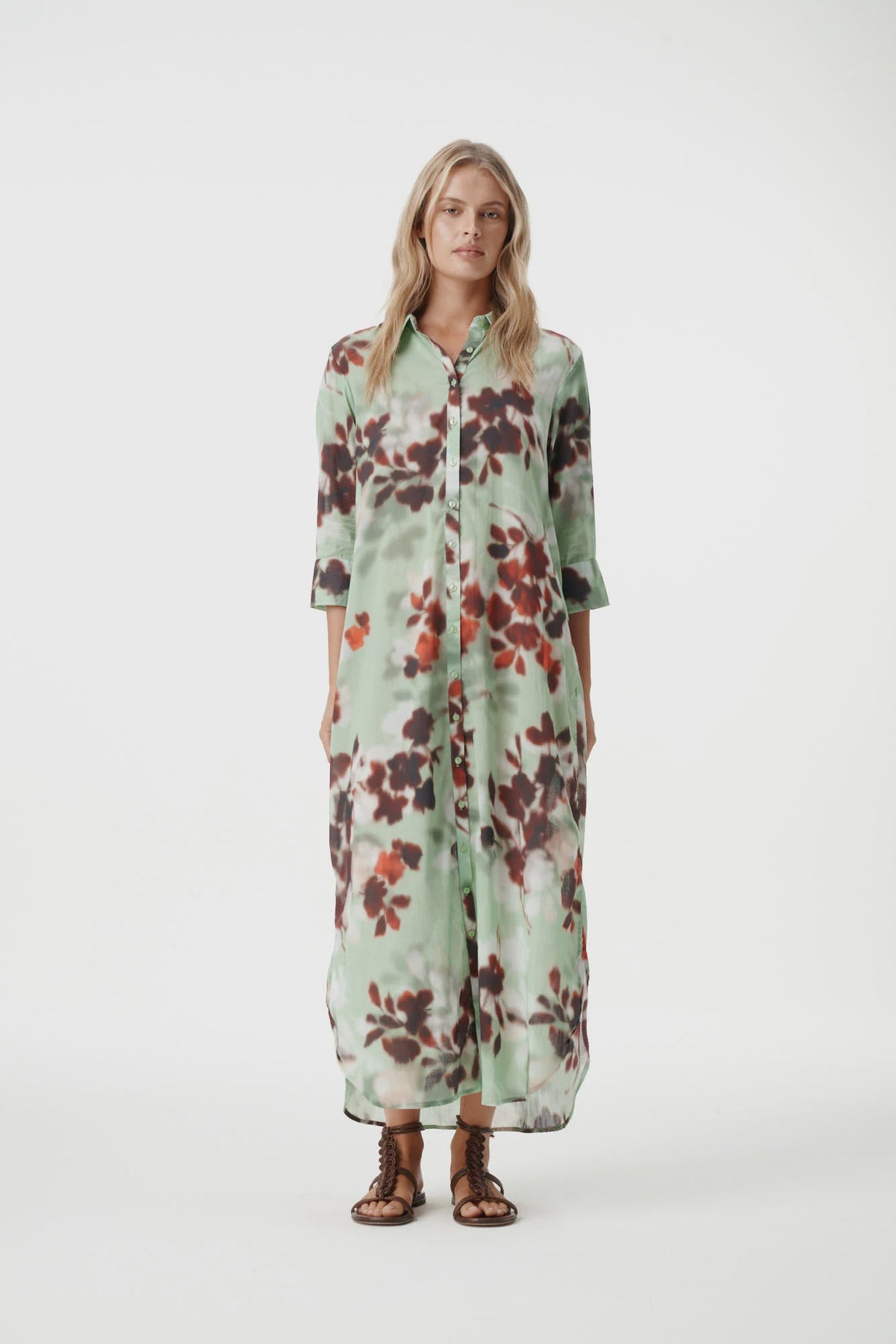 Long Daisy Pistachio Dress