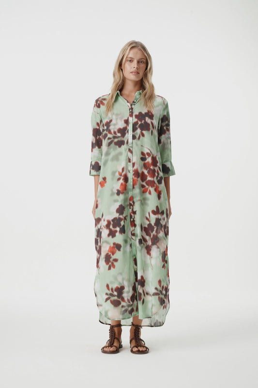 Long Daisy Pistachio Dress