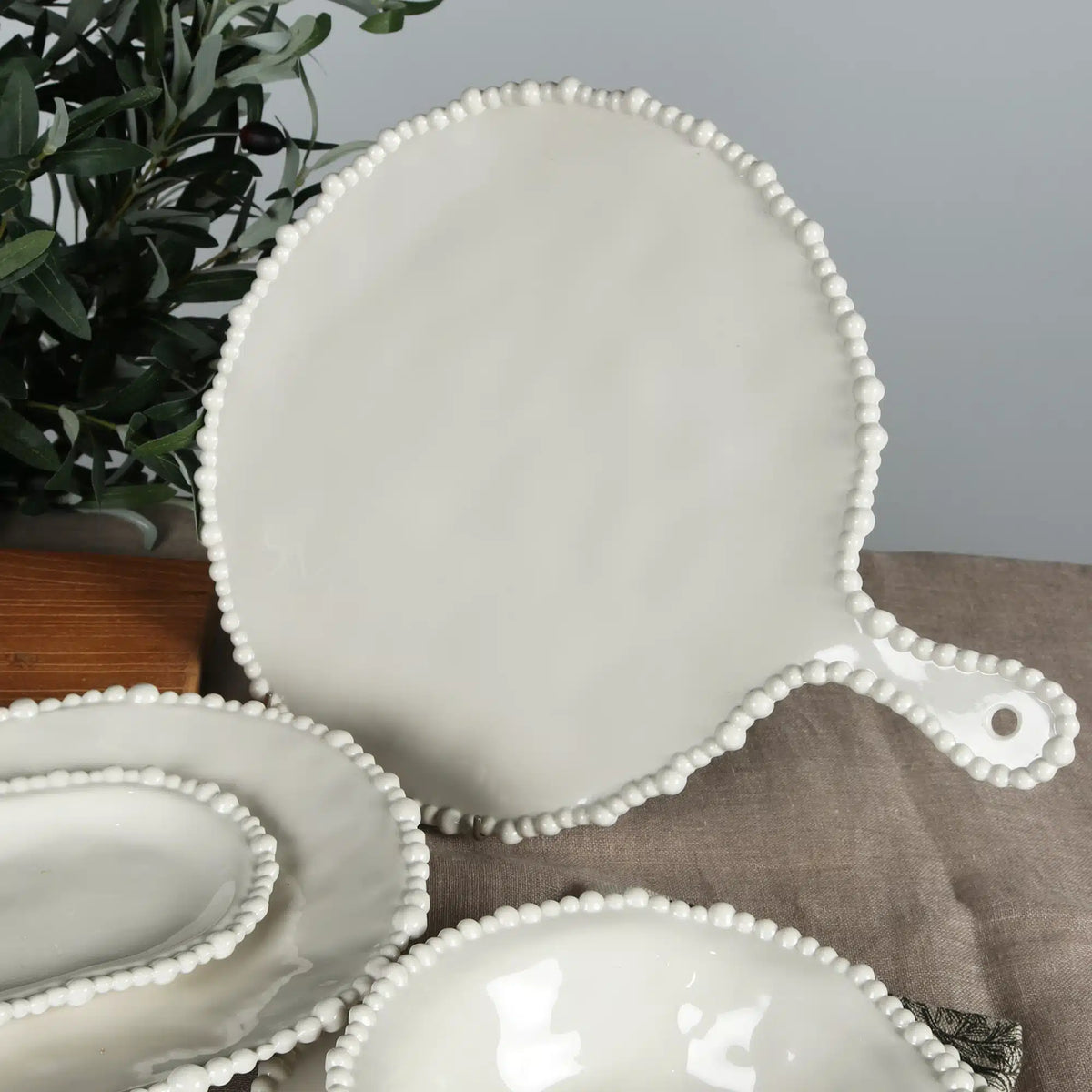 Melamine Pearl Platter Handle Round