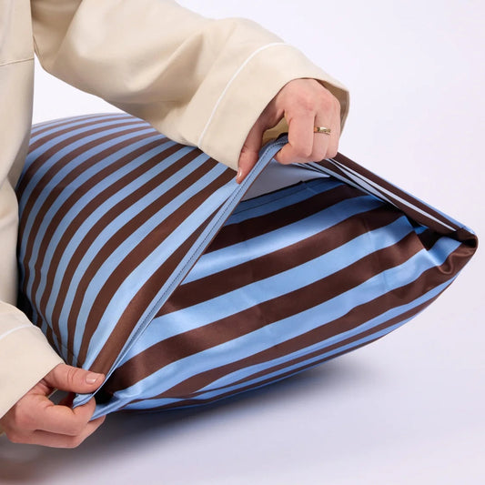 Silk Pillowcase - Ice Chocolate Stripes