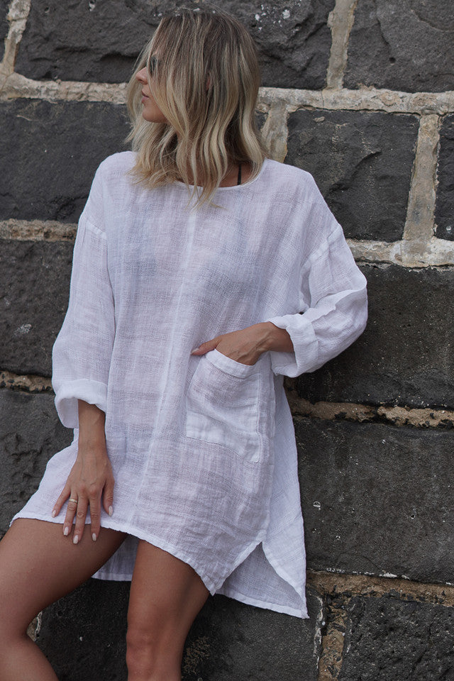 Abbey One Pocket Tunic White