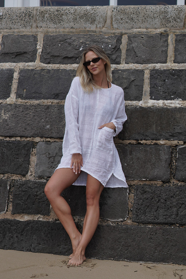 Abbey One Pocket Tunic White