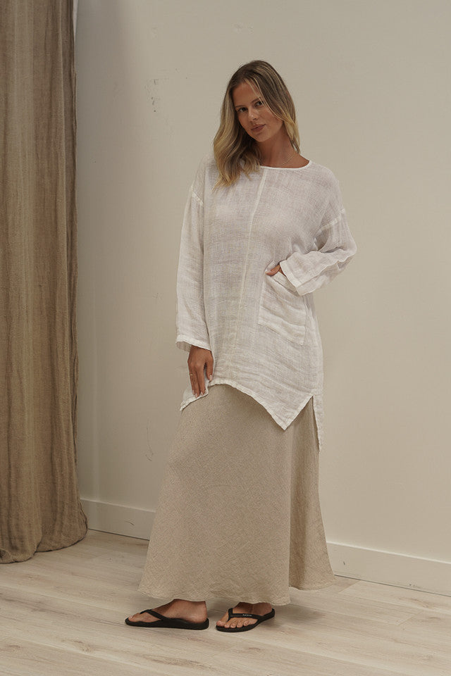 Abbey One Pocket Tunic White