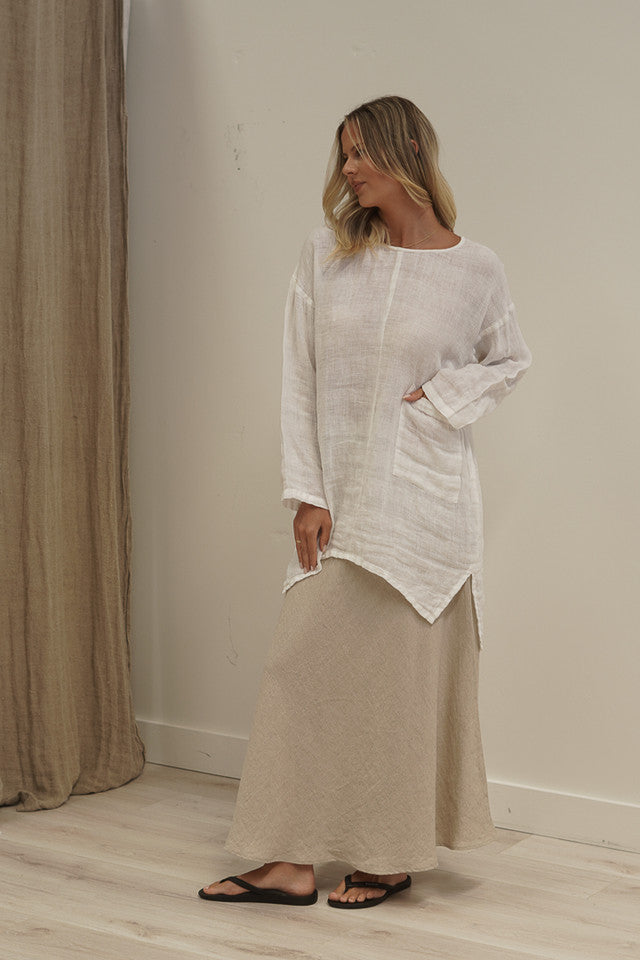 Abbey One Pocket Tunic White