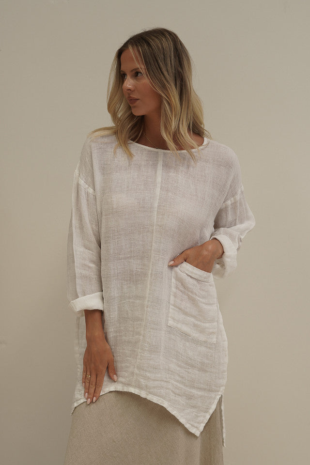 Abbey One Pocket Tunic White