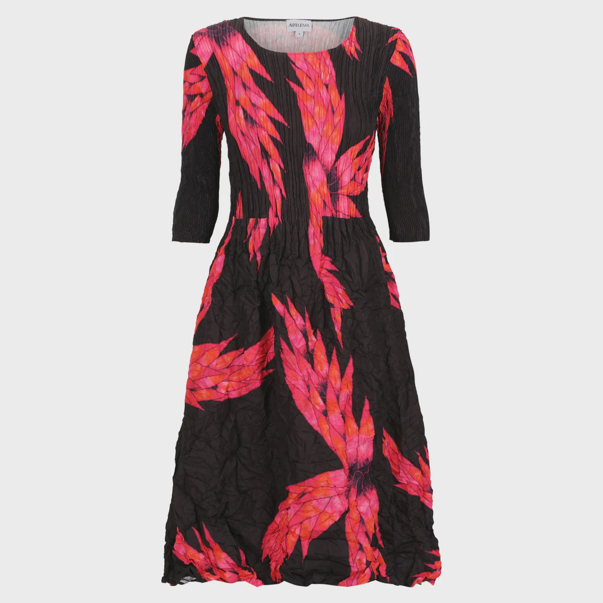 3/4 Sleeve Smash Pocket Dress - Pink Night Dragon