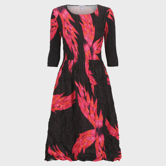 3/4 Sleeve Smash Pocket Dress - Pink Night Dragon