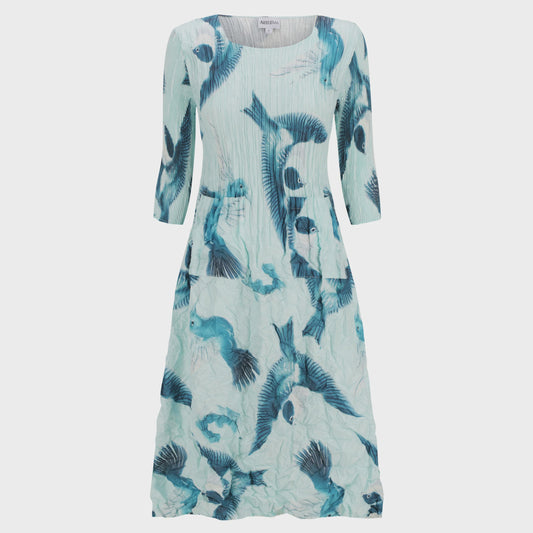 3/4 Sleeve Smash Pocket Dress - Humming Birds