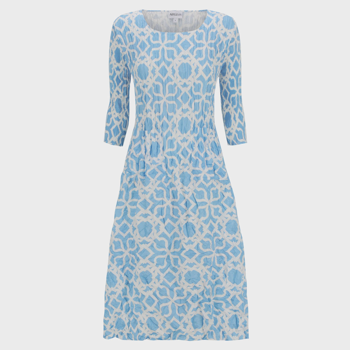 3/4 Sleeve Smash Pocket Dress - Labyrinth Blues