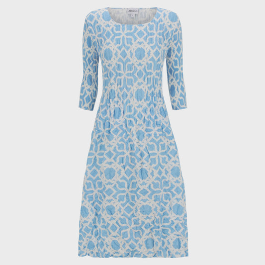 3/4 Sleeve Smash Pocket Dress - Labyrinth Blues