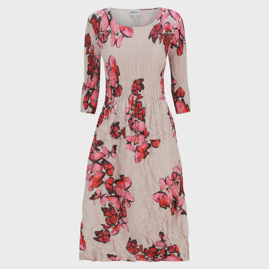 3/4 Sleeve Smash Pocket Dress - Wild Butterflies