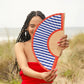 Hand Fan with Gift Box - Red & Blue Stripes