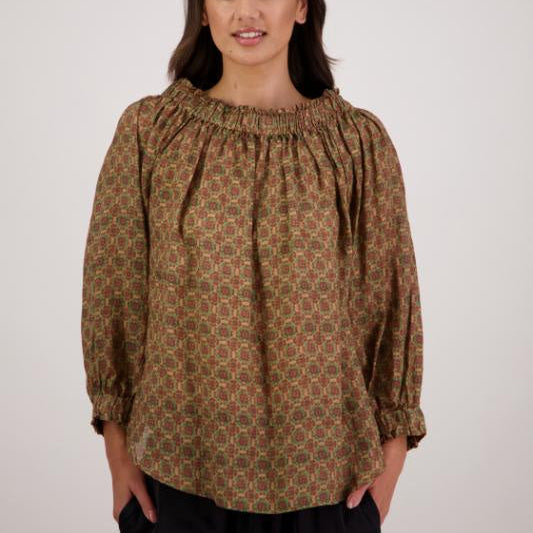 Annabella Blouse - Camel Tile