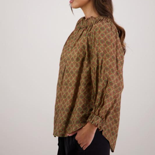 Annabella Blouse - Camel Tile