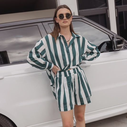 Raz Shorts - Green Stripe