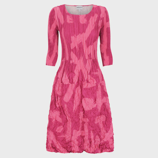 3/4 Sleeve Smash Pocket Dress Fuchsia Noise