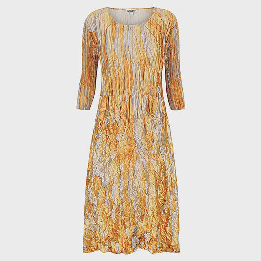 3/4 Sleeve Smash Pocket Dress - Golden Feather