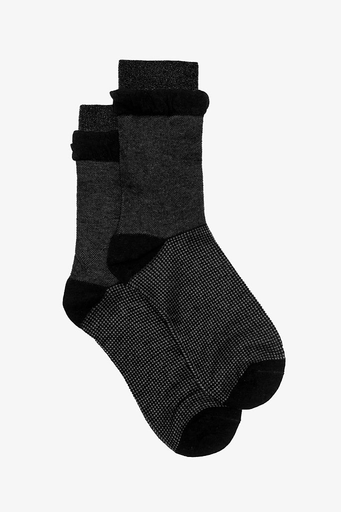 Black Frill Top Sock
