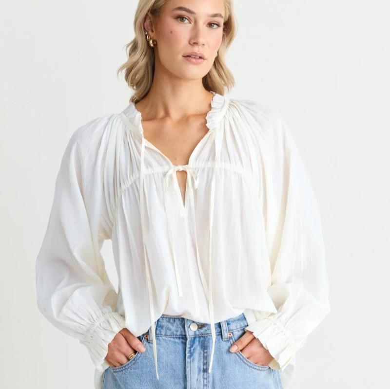 Artist Ivory Relaxed Gathered Top