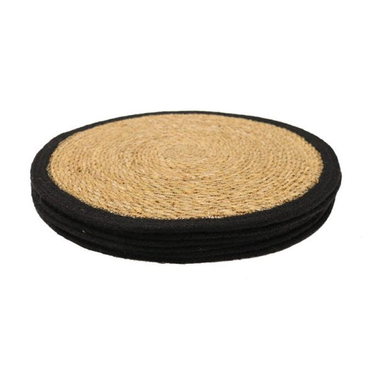 Round Seagrass/Jute Place Mat Natural Black