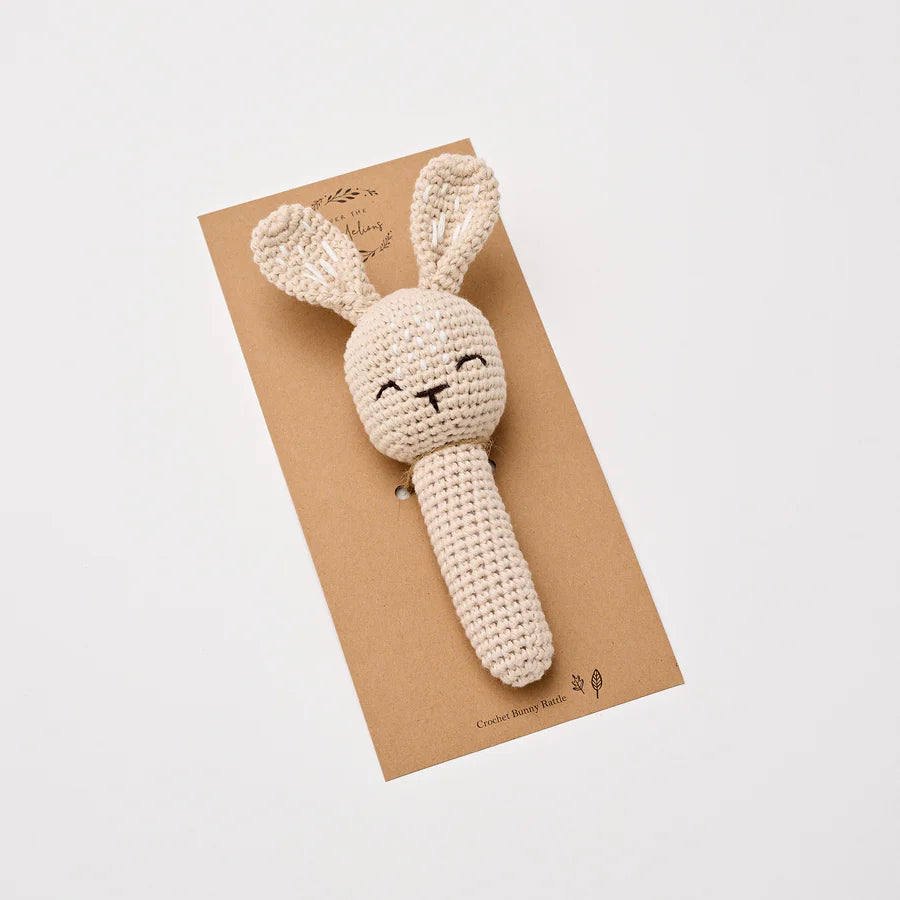 CROCHET BUNNY RATTLE SAND