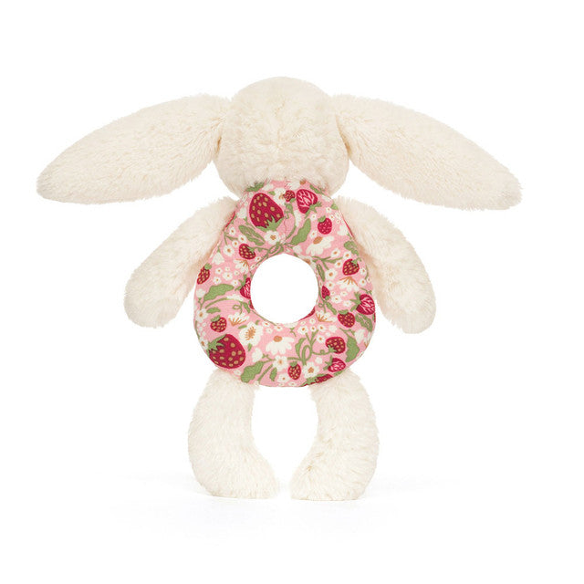 Jellycat - Blossom Bunny Ring Rattle Cherry Berry