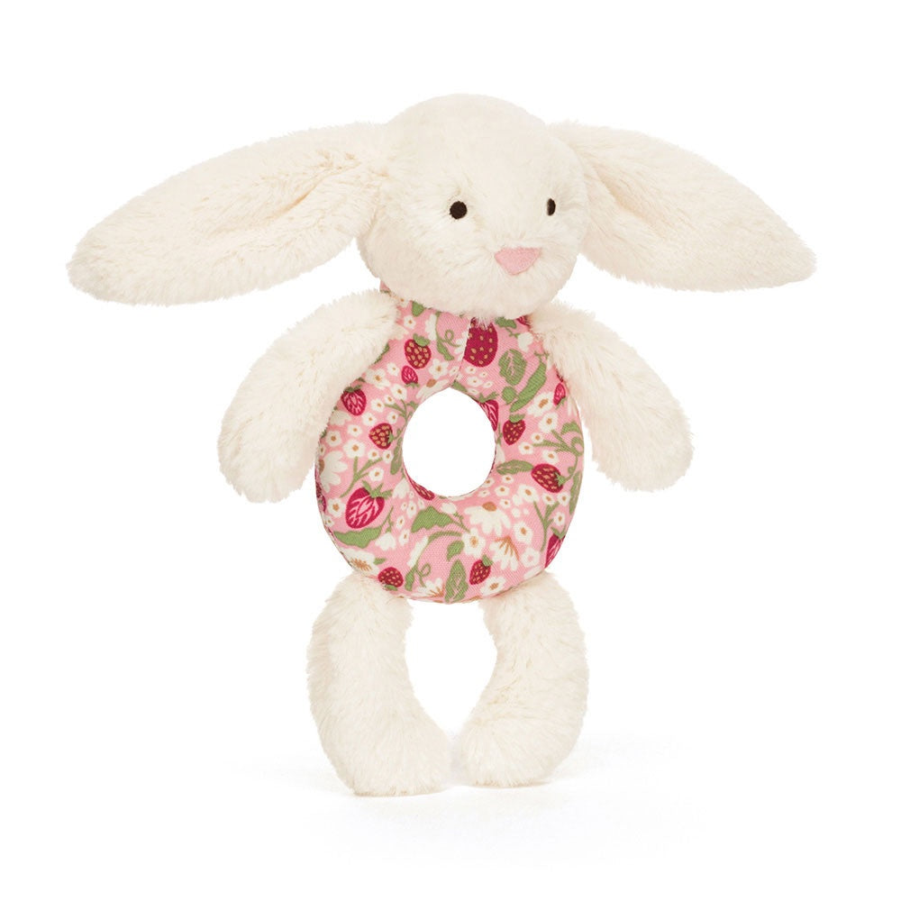 Jellycat - Blossom Bunny Ring Rattle Cherry Berry