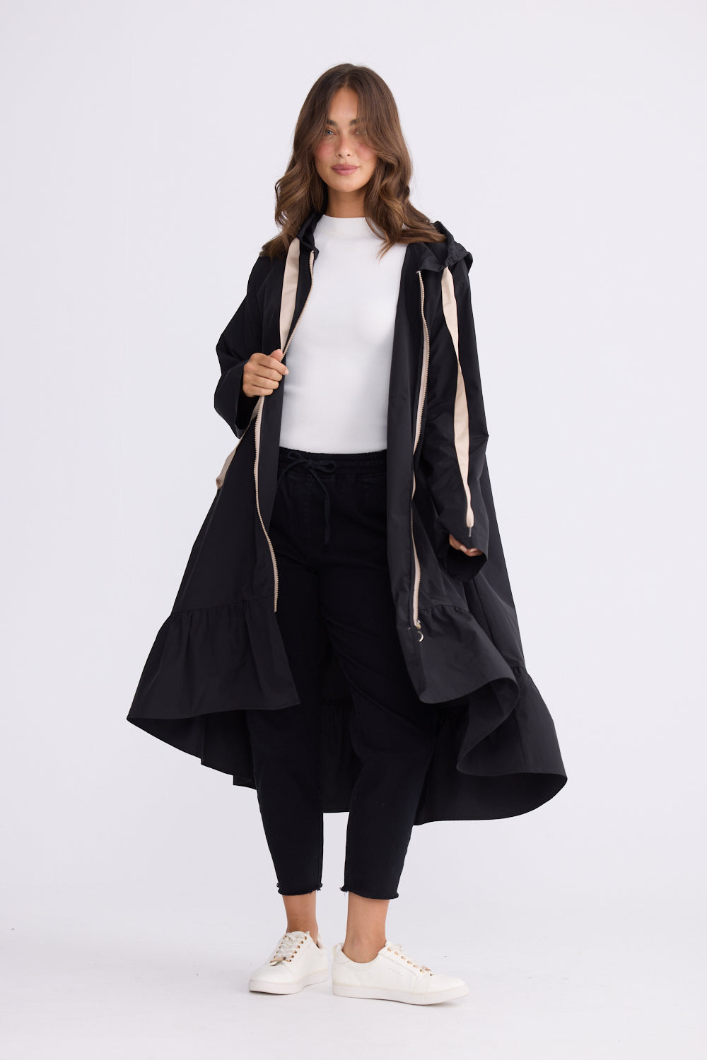 Hyacinth Raincoat - Black with Taupe