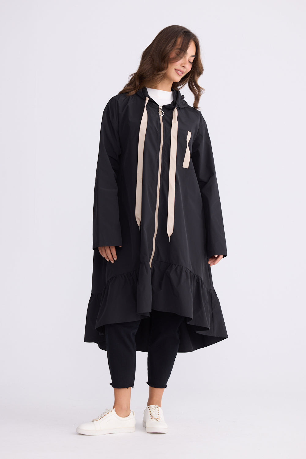 Hyacinth Raincoat - Black with Taupe