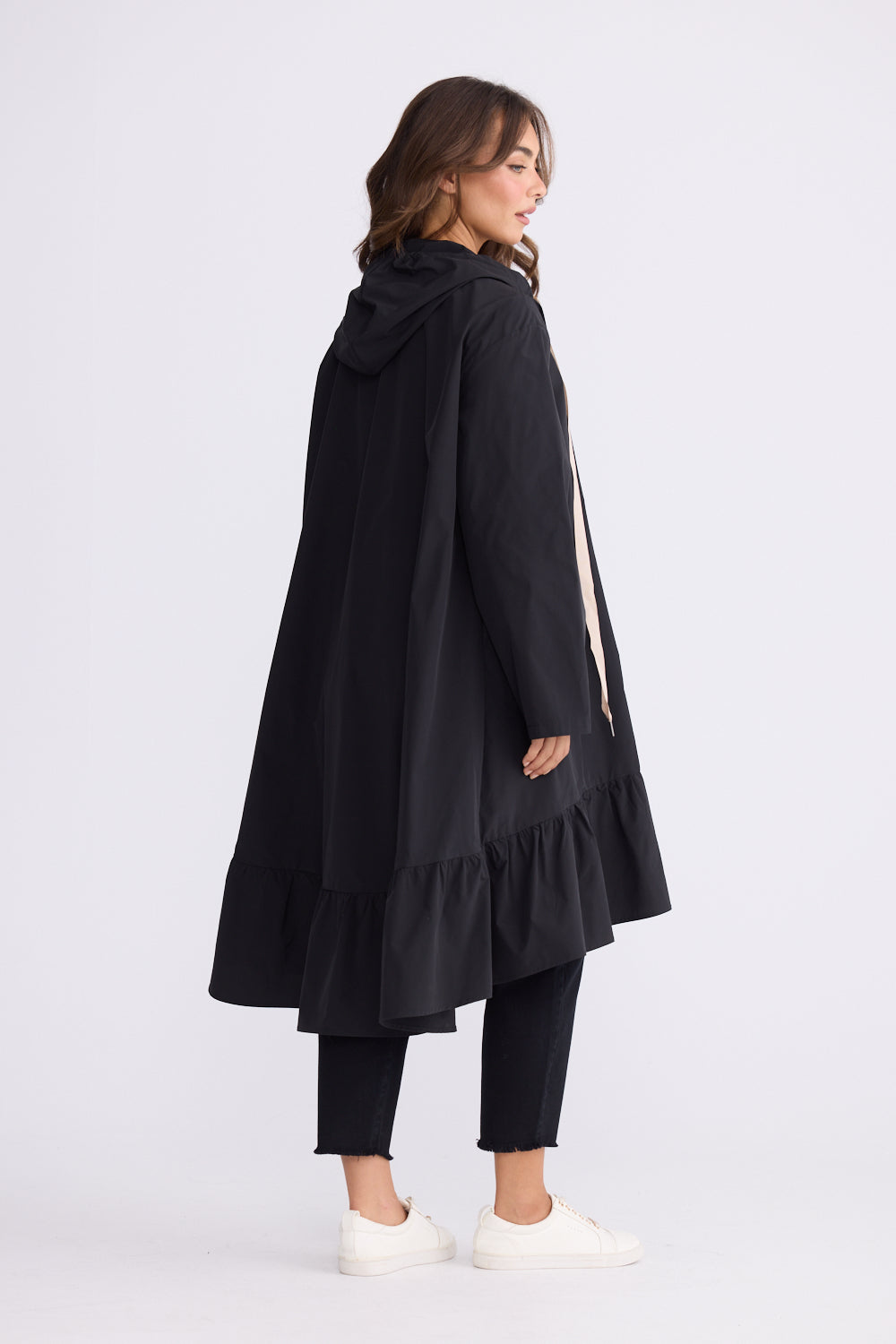 Hyacinth Raincoat - Black with Taupe