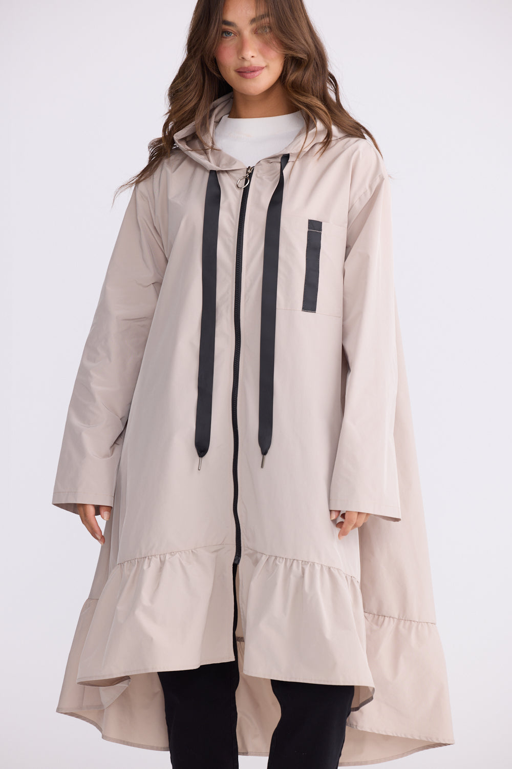 Hyacinth Raincoat - Taupe with Black