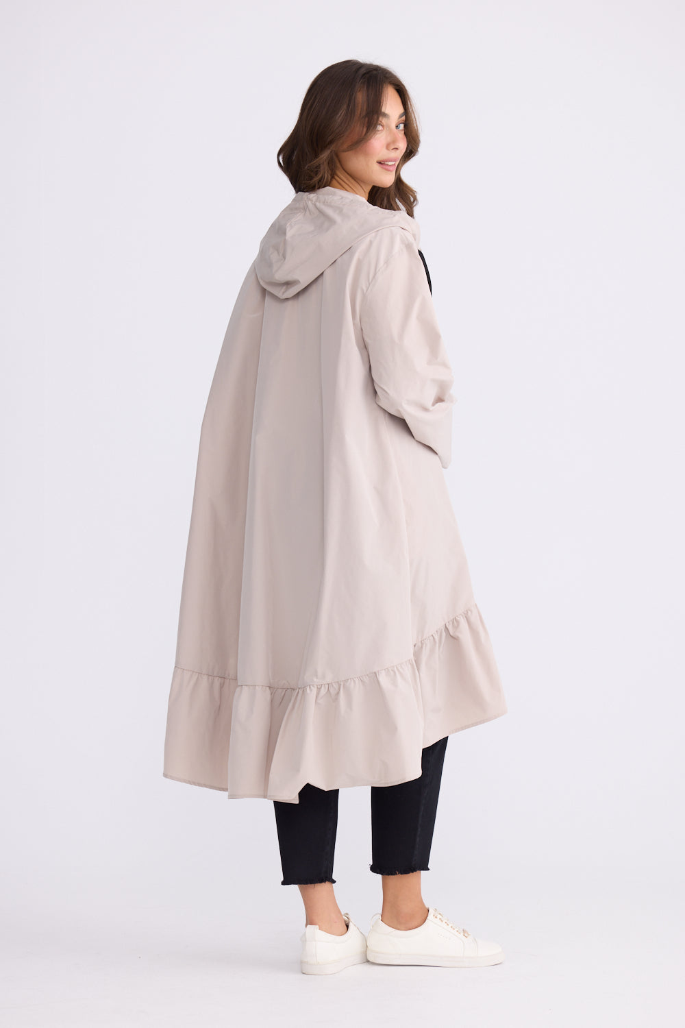 Hyacinth Raincoat - Taupe with Black