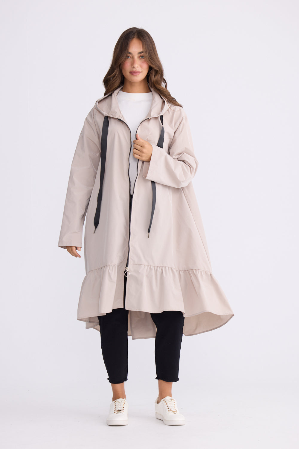 Hyacinth Raincoat - Taupe with Black